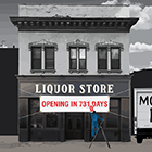 Sign hung at liquor store, Opening in 731 days.