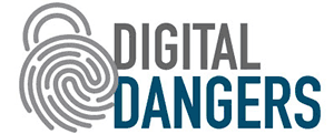 Digital Dangers logo with thumbprint lock.