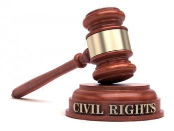 civil rights sign and gavel