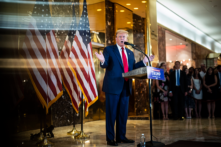 Trump at a podium